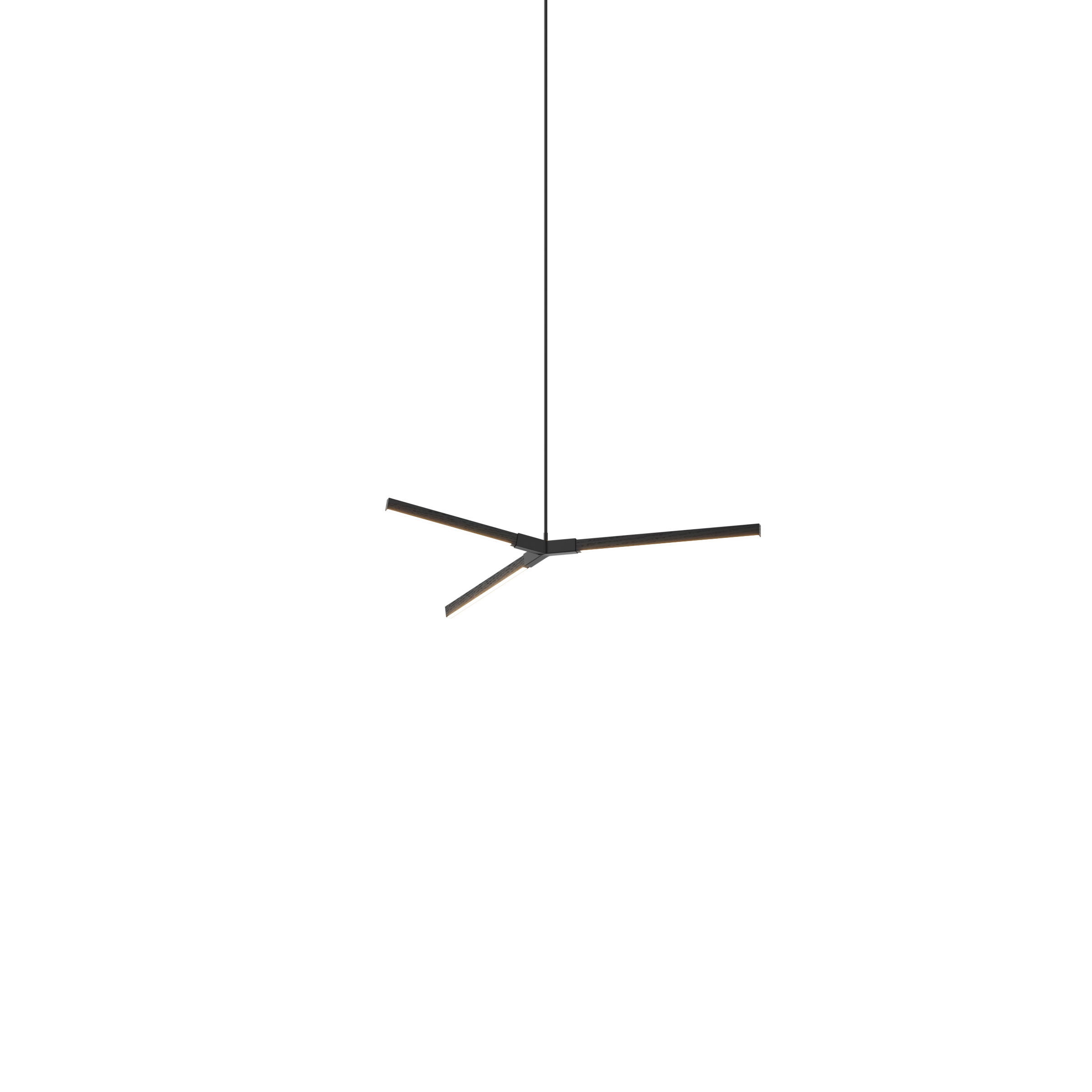 Image of a Stickbulb Bough lighting fixture. The modern fixture consists of sleek wooden beams with multiple integrated LED bulbs.