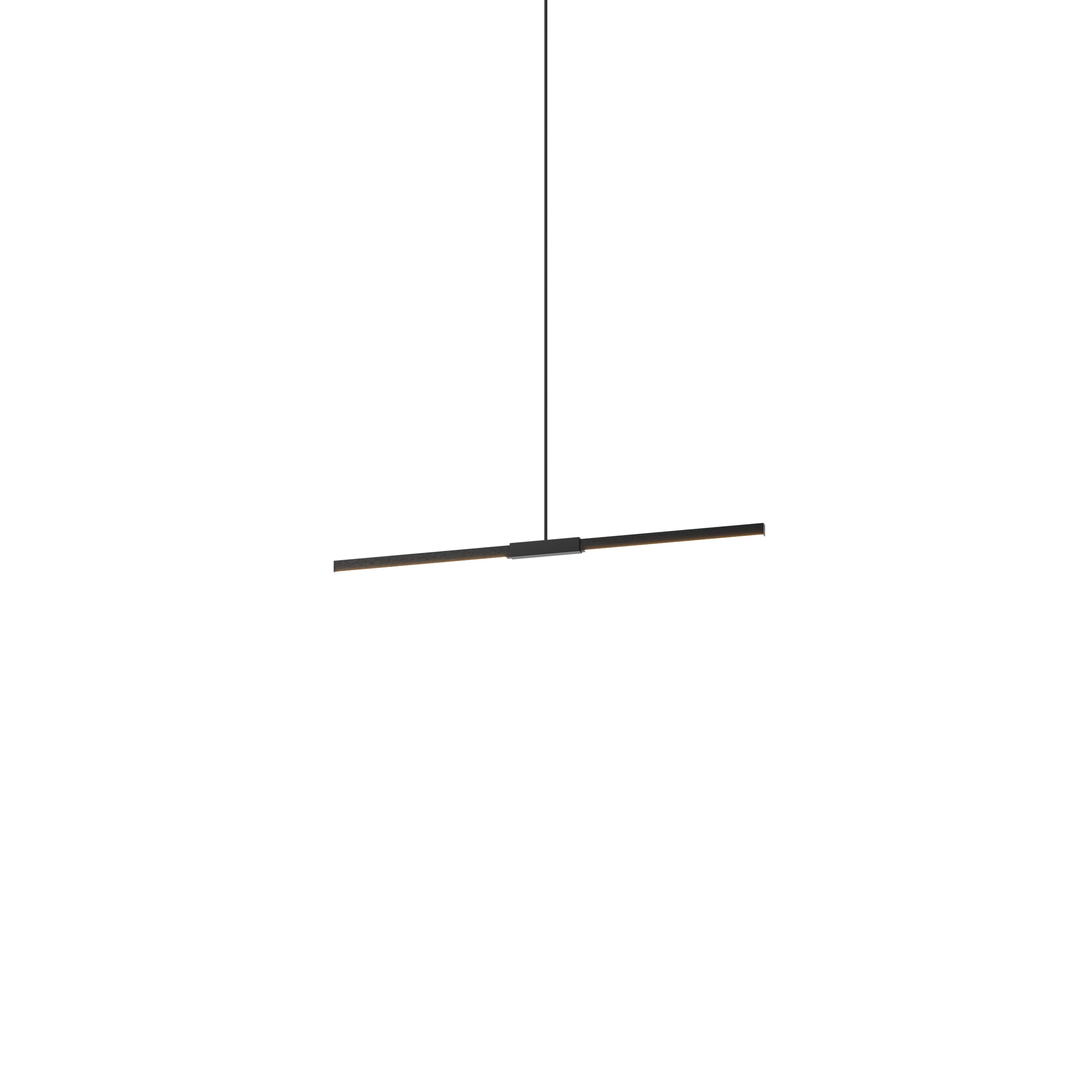 Image of a Stickbulb Linear Pendant lighting fixture. The modern fixture consists of sleek wooden beams with multiple integrated LED bulbs.
