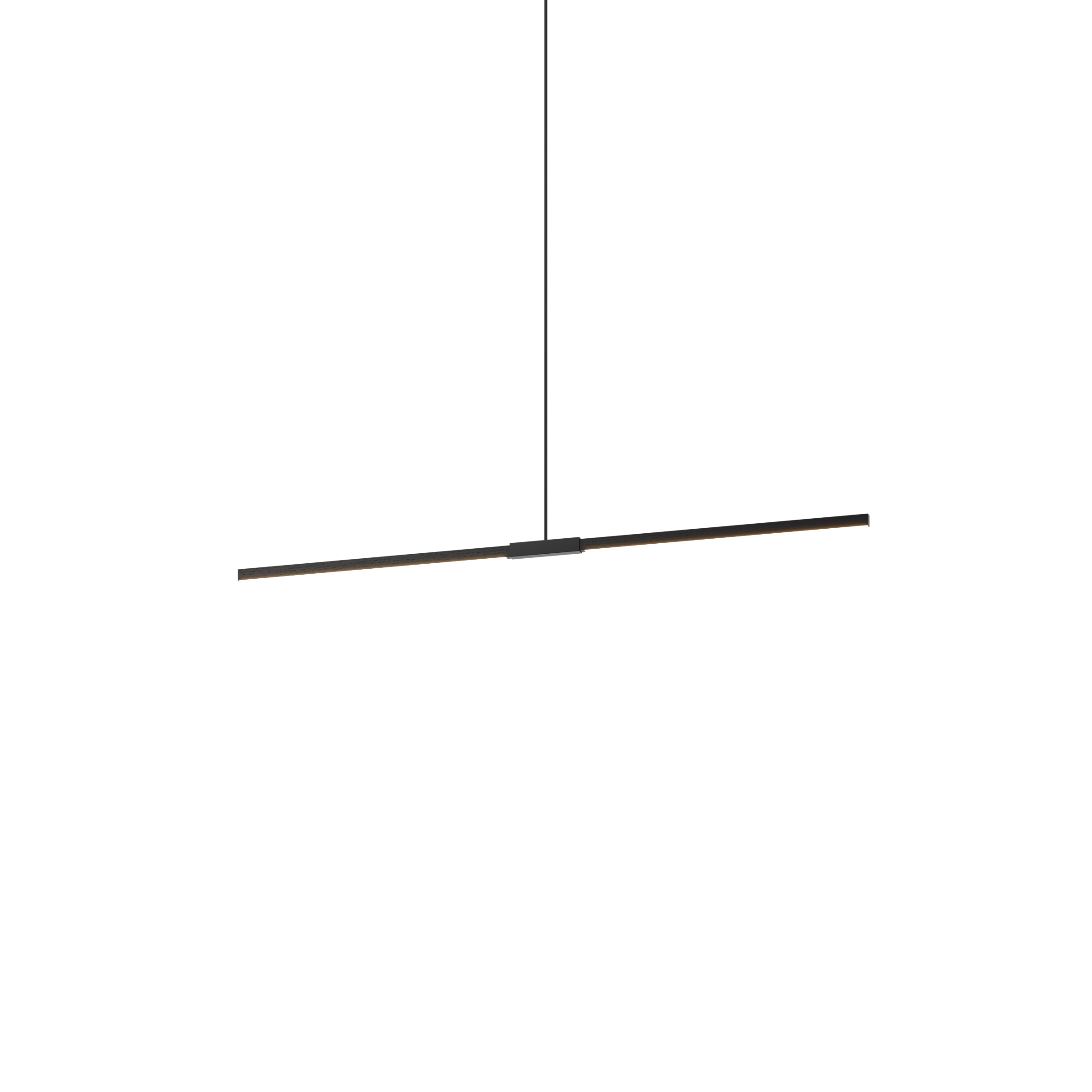 Image of a Stickbulb Linear Pendant lighting fixture. The modern fixture consists of sleek wooden beams with multiple integrated LED bulbs.