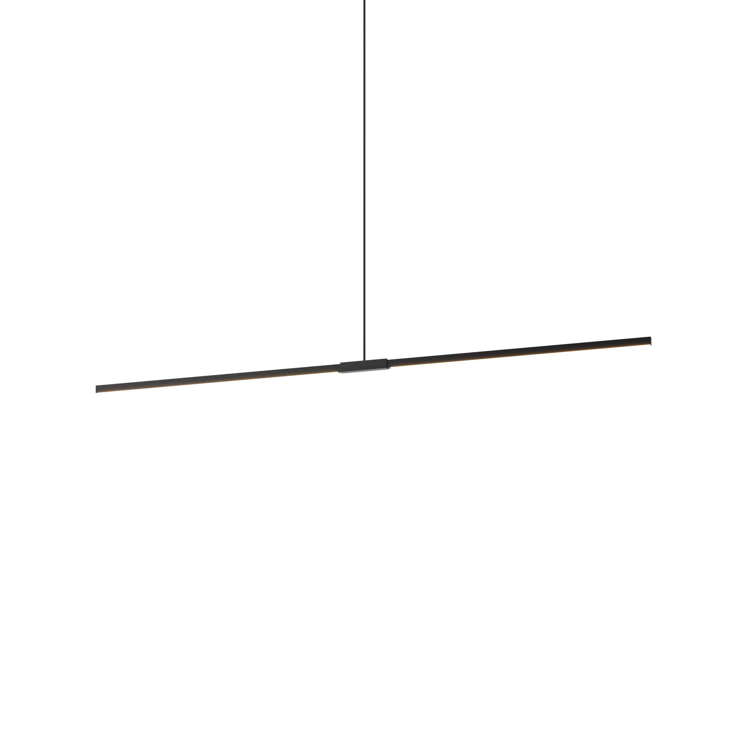 Image of a Stickbulb Linear Pendant lighting fixture. The modern fixture consists of sleek wooden beams with multiple integrated LED bulbs.